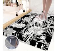 Mateju Non Slip Loofah Shower Mat with Drain, Quick Dry Washable PVC Bath Shower Mats Anti Slip, Suitable for Wet Surfaces Bathroom Tub and Inside & Outside (Tropical Plant B,60x60cm)
