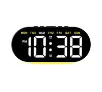 Mateju Oval Alarm Clock Bedside, Portable Bedrooms Digital Clock Mains Powered, USB-Type C Charging Port, LED Display, Night Light, Atmosphere Light, Dual Alarm Weekday Weekend (Black-Yellow)