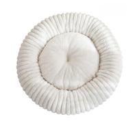Mateju Plush Donut Pet Bed,Fluffy Pet Cushion Thick Warm Soft Plush Dog Cat Bed for Indoor Stripe Style Calming Puppy Kitten Petbed with Non Slip Bottom, for Small Medium (White,80cm)