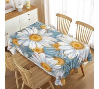 Mateju Rectangular Table Cloth, 3D Daisy Print Tablecloth Splash Proof Desktop Protectors Cover, Washable Countertop Decoration Cover for Party, Kitchens (Daisy F,100x140cm)
