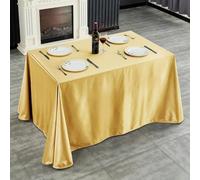 Mateju Rectangular Table Cover, Satin Material Table Skirt, Cocktail Tablecloth Wedding Banquets Birthday Party Bar Hotel Event Festival Meeting Outdoor Decoration (Golden Yellow,160x240cm)