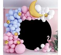 Mateju Round Arch Backdrop Cover, Backdrop Stand Cover Outdoor Party Display Props Circle Backdrop Cover for Birthday Celebration Art Photography Background (Diameter 180cm/5.9ft,Black)