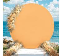 Mateju Round Backdrop Cover Solid Color Wedding Circle Stand Frame Cover Elastic Band for Birthday Party Ceremony Decor Baby Shower Photography Background Studio Props (6ft (180cm),Orange)