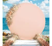 Mateju Round Backdrop Cover Solid Color Wedding Circle Stand Frame Cover Elastic Band for Birthday Party Ceremony Decor Baby Shower Photography Background Studio Props (6ft (180cm),Light Pink)