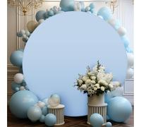 Mateju Round Backdrop Cover Solid Color Wedding Circle Stand Frame Cover Elastic Band for Birthday Party Ceremony Decor Baby Shower Photography Background Studio Props (6.6ft (200cm),Light Blue)