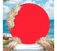 Mateju Round Backdrop Cover Solid Color Wedding Circle Stand Frame Cover Elastic Band for Birthday Party Ceremony Decor Baby Shower Photography Background Studio Props (7.2ft (220cm),Red)