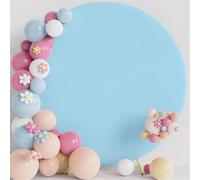 Mateju Round Backdrop Cover Stretch Solid Color Wedding Circle Stand Arch Frame Cover for Birthday Party Ceremony Decor Baby Shower Photography Background Studio Props (6.6ft (200cm),Light Blue)