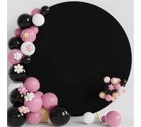 Mateju Round Backdrop Cover Stretch Solid Color Wedding Circle Stand Arch Frame Cover for Birthday Party Ceremony Decor Baby Shower Photography Background Studio Props (7.2ft (220cm),Black)