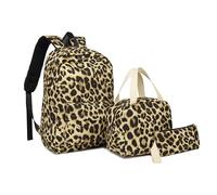 Mateju School Bag Various Styles Kids Backpack, 3 in 1School Bags for Girls with Lunch Bag and Pencil Case Boys Backpack,for School Sports Travel Teenagers School Bags (Leopard Print)