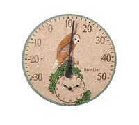 Mateju Sealed Garden Clocks Outdoor Waterproof 30cm, Owl Leaf Silent Non-Ticking Outdoor Clock Battery Operated Quartz Wall Clock for Garden, Patio, Pool, Porch, Bathroom (Brown,30cm)