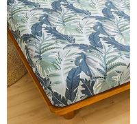 Mateju Simple Stylish Microfiber Fitted Sheets with Deep Pocket 25 cm, Fitted Bed Sheets Soft Breathable Fade Resistant for Single Double King Adult Child Size Bed (Super King,Tropical Jungle)