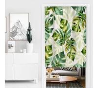 Mateju Single Door Curtain, Fashion Blackout Rod Pocket Curtains, 1 Panel Thermal Insulation Drapes, Privacy Blinds for Partition, for Bedroom Closet, Hallway (Monstera deliciosa 03,180x200cm)