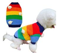 Mateju Small Dog Jumper, Medium Size Dog Jumpers, Knitting Puppy Sweater Warm Knit Coat Pullover Vest Clothes For Small Medium Large Pet Cat (Rainbow,M)