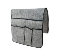 Mateju Sofa Armrest Organizer Anti-Slip, Armchair Hanging Storage Bag with 6 Pockets, Cotton Linen Couch Recliner Caddy Pocket for TV Remote Control, Phone, Magazines, Books, Pens (grey)