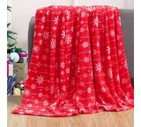 Mateju Soft Fleece Throw Blanket Christmas for Living Bedroom Extra Large Throws for Settees Armchairs Fluffy Warm Blanket for Bed, Cozy Flannel Blanket for Sofa Couch (200x200cm,Red snowflakes)