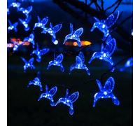 Mateju Solar String Lights Outdoor Garden 5/6.5/7/12m, Outdoor Fairy Lights Solar Powered IP65 Waterproof Hummingbird Led String Lights for Indoor Bedroom, Patio, Yard, Party (Blue,5m)