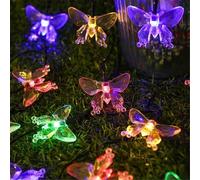 Mateju Solar String Lights Outdoor Garden, 8 Modes Solar Powered LED Fairy Lights with Remote for Indoor Bedroom, Patio, Yard, Party, Wedding, Butterfly (Colorful,5M/20LED)