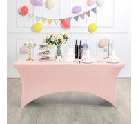 Mateju Spandex Table Covers for Trestle Table 4ft 6ft 8ft Folding, Washable Fitted Table Cloth Party, Fitted Tablecloth Rectangle for Wedding Banquets Birthday (Cherry Blossom,6FT)