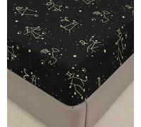 Mateju Starry Sky Universe Fitted Sheet for Single Double King Size Bed, Microfiber Fitted Bed Sheets Soft Breathable Fade Resistant, Deep Pocket 30cm, No Pillowcases (Constellation,Super King)