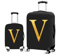 Mateju Suitcase Cover 18-32 Inch Luggage Covers Protectors, 3D Golden Letters Trolley Case Protective Cover Washable Anti-Scratch Elastic Travel Suitcase Protector (V,L)