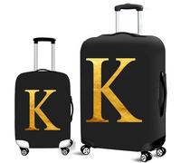Mateju Suitcase Cover 18-32 Inch Luggage Covers Protectors, 3D Golden Letters Trolley Case Protective Cover Washable Anti-Scratch Elastic Travel Suitcase Protector (K,XL)