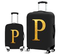 Mateju Suitcase Cover 18-32 Inch Luggage Covers Protectors, 3D Golden Letters Trolley Case Protective Cover Washable Anti-Scratch Elastic Travel Suitcase Protector (P,S)