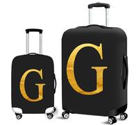 Mateju Suitcase Cover 18-32 Inch Luggage Covers Protectors, 3D Golden Letters Trolley Case Protective Cover Washable Anti-Scratch Elastic Travel Suitcase Protector (G,XL)