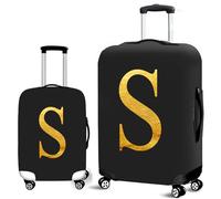 Mateju Suitcase Cover 18-32 Inch Luggage Covers Protectors, 3D Golden Letters Trolley Case Protective Cover Washable Anti-Scratch Elastic Travel Suitcase Protector (S,XL)