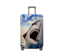 Mateju Suitcase Cover 18-32 Inch Luggage Covers Protectors, 3D Raging Shark Trolley Case Protective Cover Washable Anti-Scratch Elastic Travel Suitcase Protector (Sea,M)