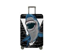 Mateju Suitcase Cover 18-32 Inch Luggage Covers Protectors, 3D Sharks Roar Trolley Case Protective Cover Washable Anti-Scratch Elastic Travel Suitcase Protector (Anime,L)