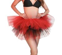 Mateju Tutu Skirts for Women Plus Size, Miniskirt 80's Women's Tulle Mesh Skirt Ladies Adult Tutus with Waist Elasticated for Dress-up Parties, Halloween Party, Dancing (Red Black,S)