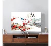 Mateju TV Dust Cover Indoor Universal TV Cover for Wall Mounted Printed Elastic Dustproof TV Screen Protector for 32” to 75”Television/PC Display, Home Decoration (47-50 inches,Red)