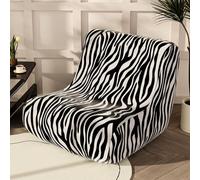 Mateju Velvet Armless Sofa Cover 1 Seater, Printed Bean Bag Cover Only Lazy Floor Sofa cover One Piece Non Slip Stretch Futon Slipcover Folding sofa Bed Non-Armrest Furniture Protector (Zebra,1 seat)