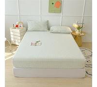 Mateju Vichy Plaid Fitted Sheets with Matching Pillowcase, Deep Pocket 20 cm Microfiber Fitted Bed Sheets Soft Easy Care Fade Resistant for Single Double King Size Bed (Small Double,Light Green)