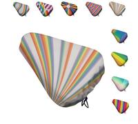 Mateju Waterproof Bike Seat Cushion Covers, 3D Rainbow Bicycle Saddle Covers, Bicycle Seat Cushion Protector with Drawstring for Mountain Road Bike Cycling Accessories (Beige 01,3pcs)