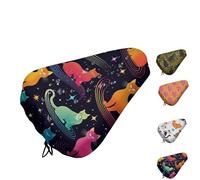 Mateju Waterproof Bike Seat Cushion Covers, Animal Print Bicycle Saddle Covers, Bicycle Seat Cushion Protector with Drawstring for Mountain & Road Bike Cycling Accessories (Magic Cat,2pcs)