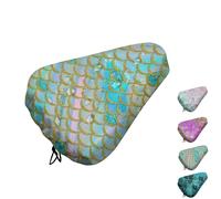Mateju Waterproof Bike Seat Cushion Covers, Fish Scale Print Bicycle Saddle Covers, Bicycle Seat Cushion Protector with Drawstring for Mountain & Road Bike Cycling Accessories (Emerald,4pcs)