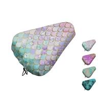 Mateju Waterproof Bike Seat Cushion Covers, Fish Scale Print Bicycle Saddle Covers, Bicycle Seat Cushion Protector with Drawstring for Mountain & Road Bike Cycling Accessories (Sequins,3pcs)