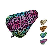 Mateju Waterproof Bike Seat Cushion Covers, Leopard Print Bicycle Saddle Covers, Bicycle Seat Cushion Protector with Drawstring for Mountain & Road Bike Cycling Accessories (Purple 01,1pc)