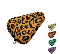 Mateju Waterproof Bike Seat Cushion Covers, Leopard Print Bicycle Saddle Covers, Bicycle Seat Cushion Protector with Drawstring for Mountain & Road Bike Cycling Accessories (Brown 01,4pcs)