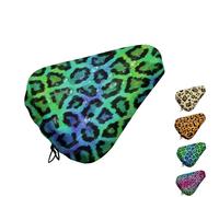 Mateju Waterproof Bike Seat Cushion Covers, Leopard Print Bicycle Saddle Covers, Bicycle Seat Cushion Protector with Drawstring for Mountain & Road Bike Cycling Accessories (Green 01,1pc)
