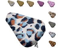 Mateju Waterproof Bike Seat Cushion Covers, Leopard Print Bicycle Saddle Covers, Bicycle Seat Cushion Protector with Drawstring for Mountain & Road Bike Cycling Accessories (Blue 01,2pcs)