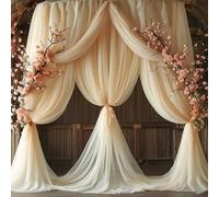 Mateju Wedding Arch Draping Fabric 1 Panel Chiffon Sheer Backdrop Curtain Voile Drapery Tulle Draperies for Ceremony Outdoor Wedding Arch Ceiling Stage Decor (Champagne,80x600cm)