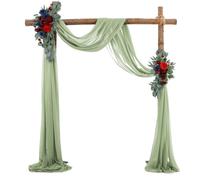 Mateju Wedding Decoration - Chiffon Backdrop Curtain Voile Fabric Curtains Bow Bed Frame Drape Scarf Draperies for Wedding Arch Celebrations Party Ceremony Stage Decor (1.67x18.7FT,Sage green)