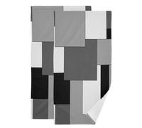 MATEKULI Black White Grey Hand Towels for Bathroom 2 Pack,Microfiber Absorbent Geometric Gray Checkered Modern Abstract Kitchen Towels,Decorative Bathroom Towels for Face,Hair,Bath,Shower 14"x28"