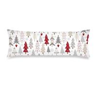 MATEKULI Christmas Body Cover 20x54 Case, Tree Cushion Long Pillowcase With Zipper, Red Grey White Decorative Soft Large Bedding for Bedroom, Couch