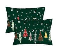 MATEKULI Christmas Throw Pillow Cover Queen Size Set of 2 Christmas Decorations Forest Green Christmas Tree Decorative Standard Pillow Case Lumbar Pillow Cases with Zipper Bed Cushion Covers,20"x30"