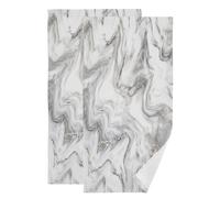 MATEKULI Grey and white Marble Hand Towels for Bathroom 2 Pack,Microfiber Soft Absorbent Modern Abstract Gray Marble Texture Kitchen Towels,Decorative Bathroom Towels for Face,Hair,Bath,Shower 14"x28"
