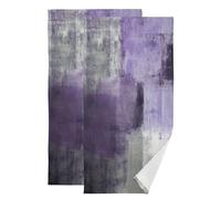 MATEKULI Purple Grey Ombre Hand Towels for Bathroom 2 Pack,Microfiber Soft Absorbent Gray Art Painting Grunge Abstract Modern Kitchen Towels,Decorative Bathroom Towels for Face,Bath,Shower 14"x28"