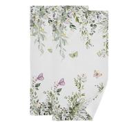MATEKULI Sage Green Eucalyptus Leaf Hand Towels for Bathroom 2 Pack,Microfiber Soft Absorbent Spring Watercolor Butterfly Leaves Kitchen Towels,Decorative Bathroom Towels for Face,Hair,Bath 14"x28"